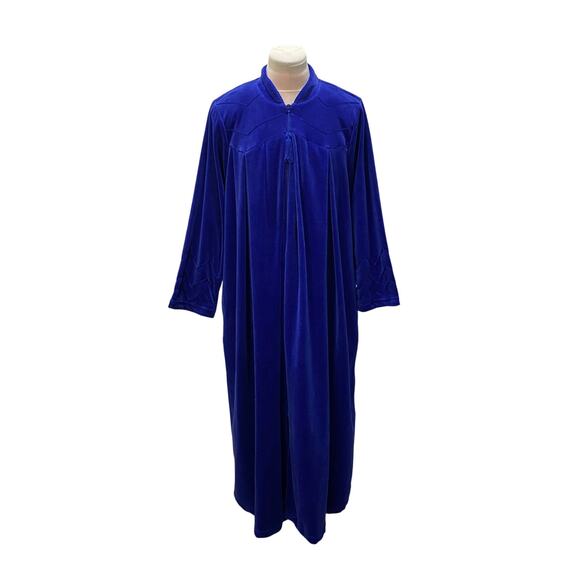 Cabernet Royal Blue Velvet Women's Pajama Robe - Picture 1 of 6